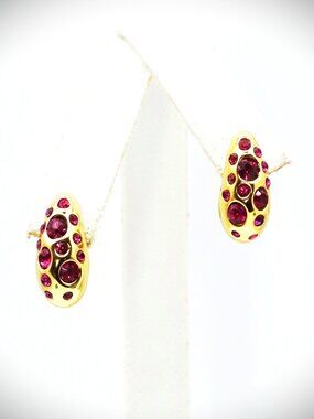 KURT GEIGER LONDON Bombay Pavé Pink CZ Dome Hoop Earrings